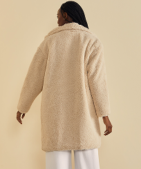 Coat with beige suede fabric