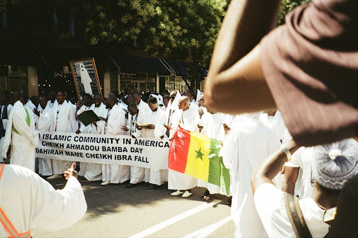 Muslim community parade with banners