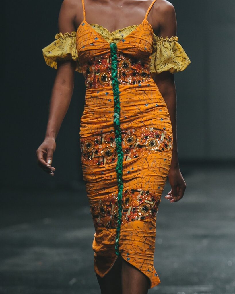 Jewel by Lisa embellished Ankara dress beaded sequins runway 2010