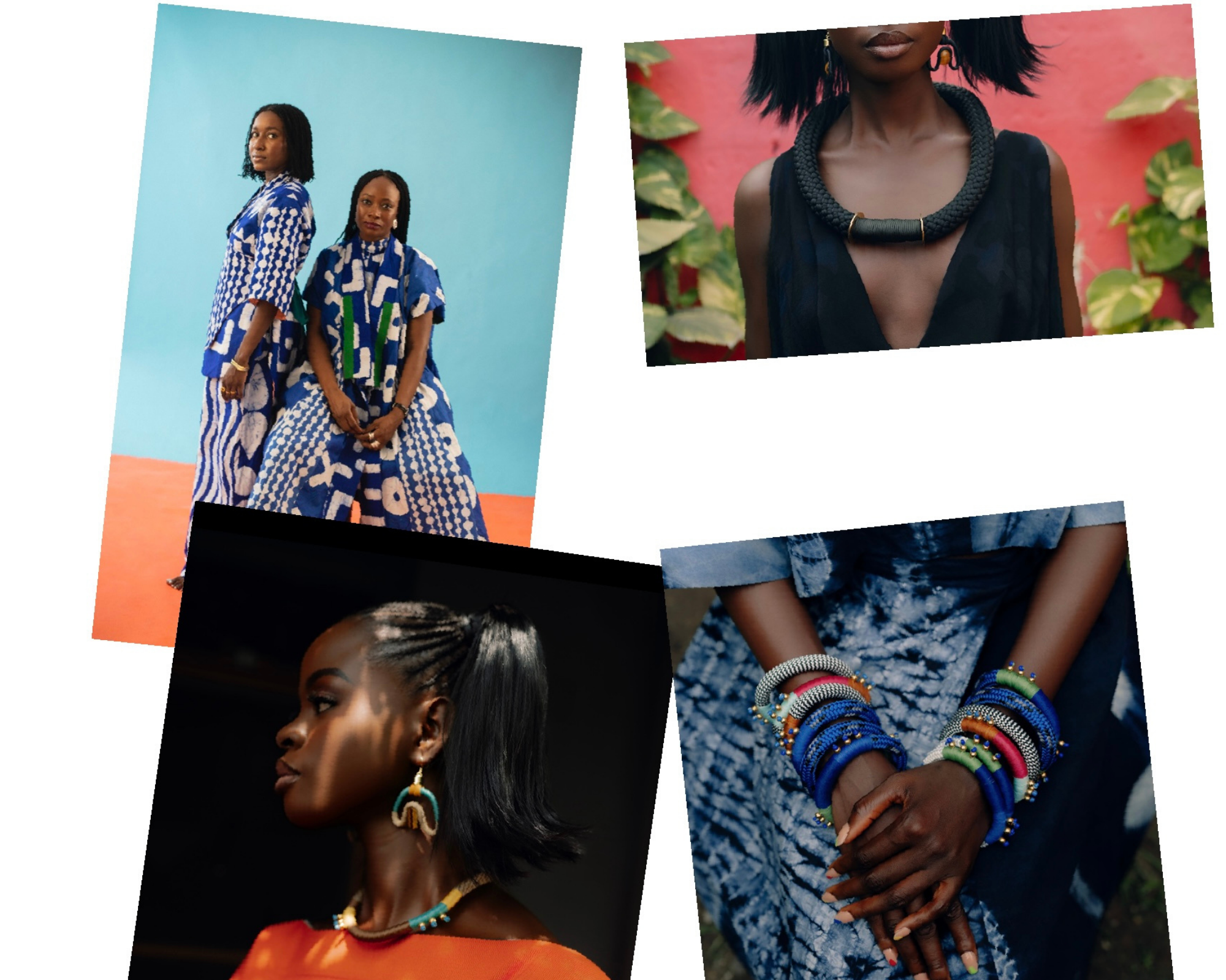 Minimalist fashion collage featuring African designers, luxury jewelry, and romantic proposal inspiration in beige and brown tones.