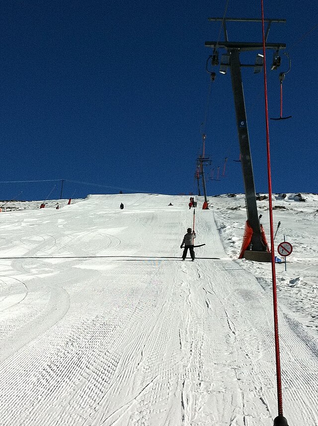 We Ski Too on the African Continent 2 A chairlift ascending the snowy slopes of the Maloti Mountains at Afriski Mountain Resort in Lesotho.