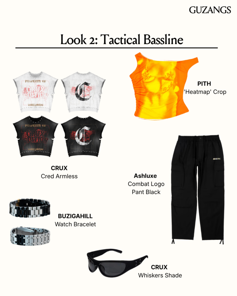 Trendy rave outfit with accessories