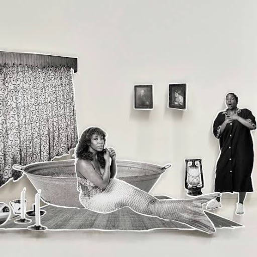 Woven Stories: 9 African Artists Shaping Contemporary Narratives Through Textiles 10 Black-and-white photographic installation by South African artist Lebohang Kganye, featuring a staged domestic scene that explores collective history and material culture in contemporary African art.