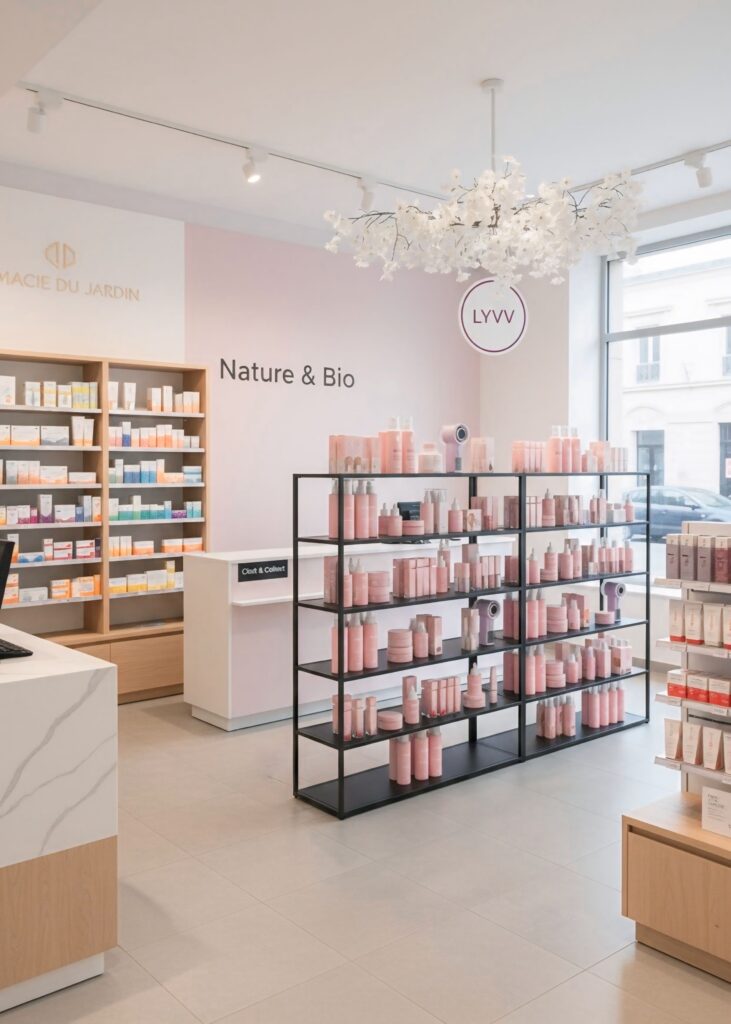 Lyvv Cosmetics displayed at Pharmacie du Jardin in Paris