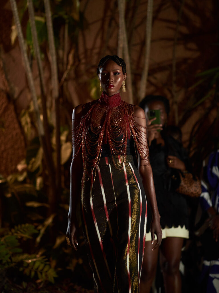 Look 1 from the Adama Paris collection presented at the Guzangs Experience during Dakar Fashion Week — photographed by Alexander Gandaho