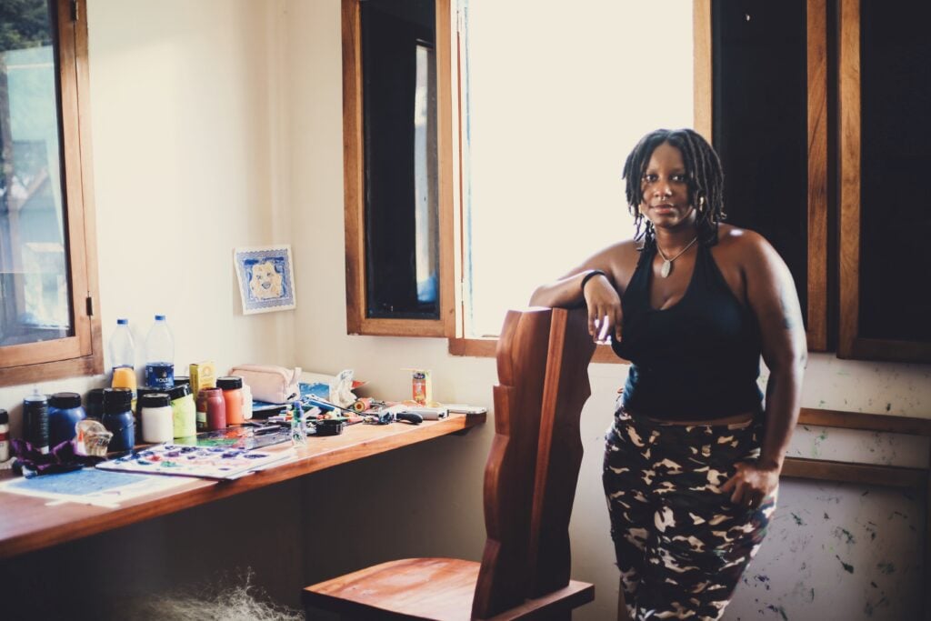 Ewuresi Archer's Complicated Love Letter to Ghana 4 Portrait of Ghanaian artist Ewuresi Archer in her studio