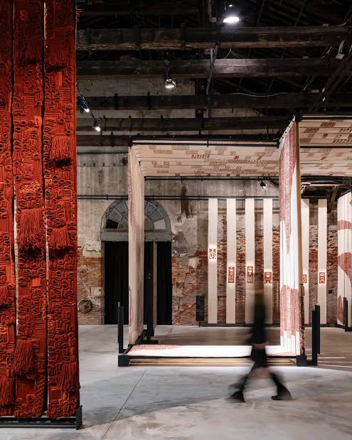 Meriem Berrada Took Morocco to Venice for the First Time 1 Amina Agueznay's woven installation Asǝṭṭa in Morocco's debut pavilion at the Arsenale, 2026 Venice Biennale