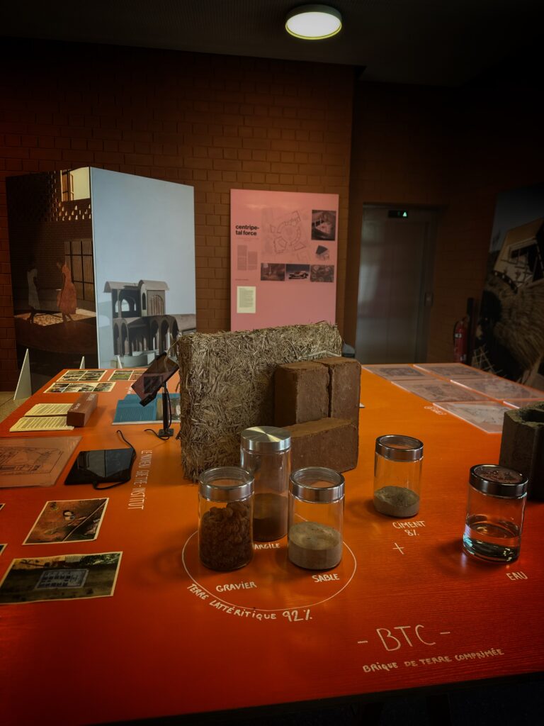 Compressed laterite earth blocks used to build the Goethe-Institut Dakar in Senegal