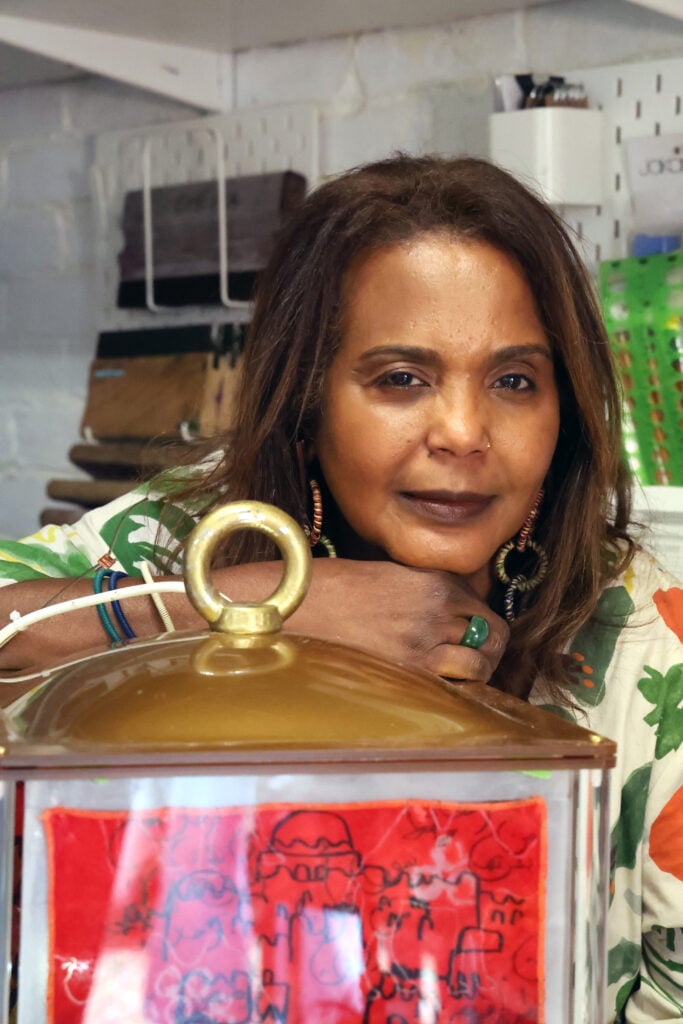 Portrait of Sudanese textile artist Omeima Mudawi-Rowlings