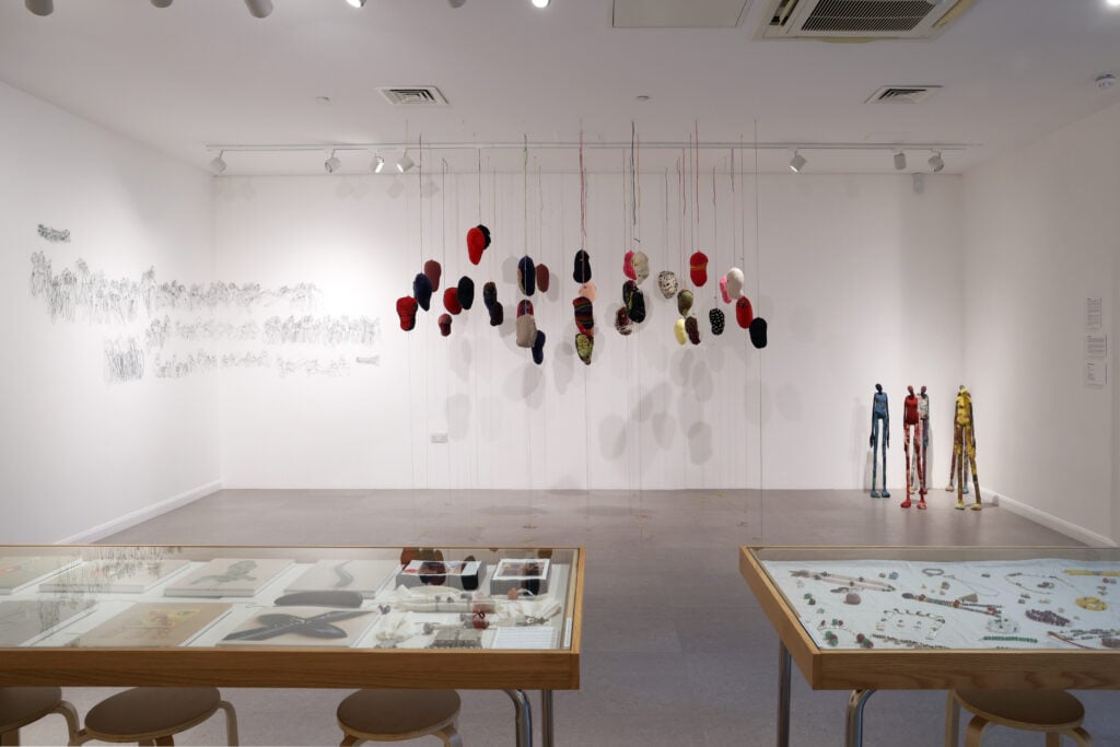 Installation view of the Of Roots and Routes exhibition of Sudanese women artists at Almas Art Foundation, London