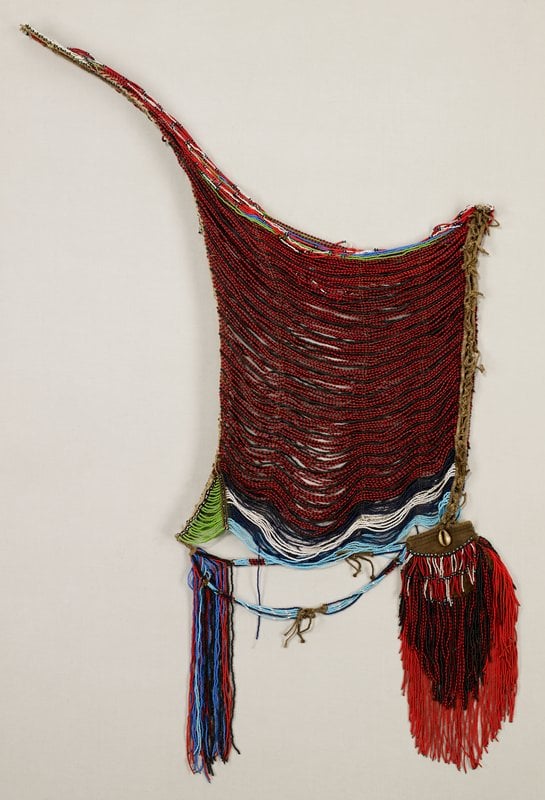 Dinka man's beaded corset in beads, cotton, iron and cowrie shell, South Sudan, about 1970, Minneapolis Institute of Art 2010.3.1