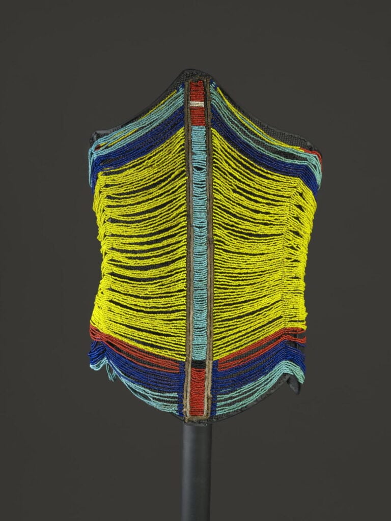 Dinka man's beaded corset, malual, in glass beads, fibre and wire, South Sudan, twentieth century, Brooklyn Museum 1997.1.1