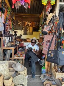 Craft stalls inside the Livingstone Cultural Market, Zambia