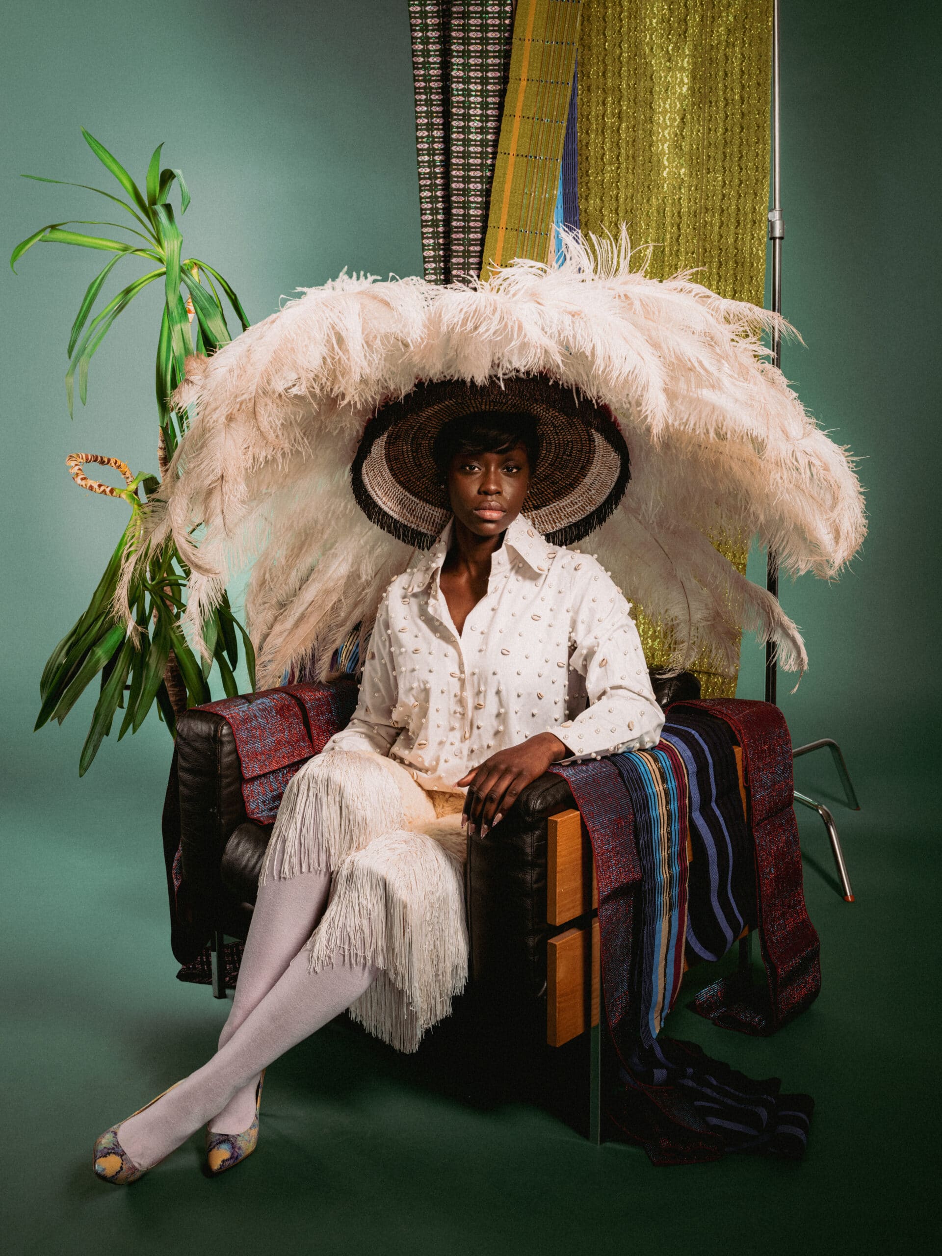 Dede Arisekola Is Building a World of Her Own 2 Holy One look with a wide feathered hat, embellished shirt and fringed trousers